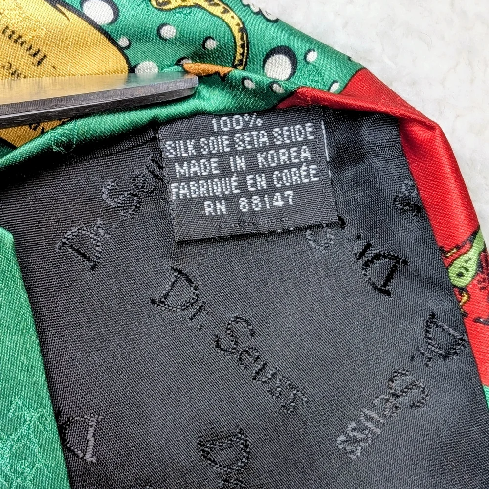 Dr. Seuss How The Grinch Stole Christmas 100% Silk Red & Green Holiday Neck Tie